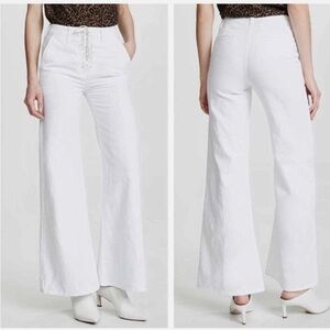 MOTHER Mother White Tie Up Roller Prep Weekender Boho Wide-Leg Jeans Size 28